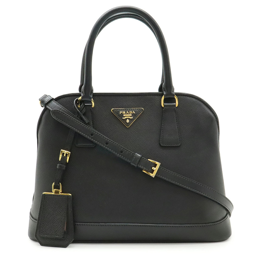 Prada Triangle 2way Shoulder Bag Leather NERO Black